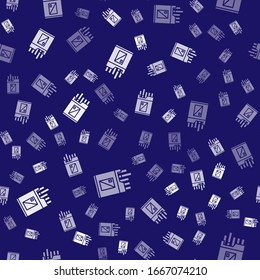White Open cigarettes pack box icon isolated seamless pattern on blue background. Cigarettes pack.  Vector Illustration