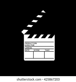 White open clapperboard. Black background.