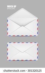 White Open and close Empty Envelopes. Template for Your Business. Vector illustration