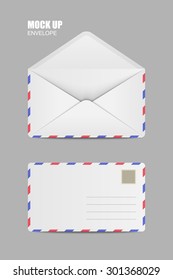 White Open and close Empty Envelopes. Template for Your Business. Vector illustration