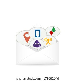 White open envelope icon media and communication
