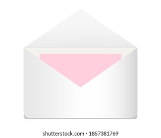 White open envelope with a note isolated on white background. Vector illustration. Delivery of letters. Vector icon