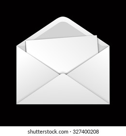 White open envelope with paper isolated on background. Vector illustration