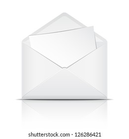 White open envelope with paper. Vector illustration