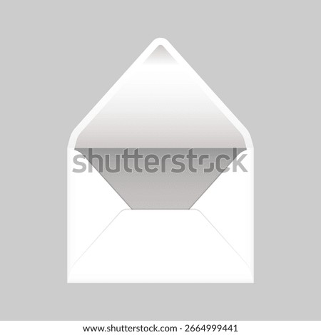 White open envelope with silver liner mockup template. Euro flap luxury mailing envelope for wedding, invitations, graduation, birthday, party and more. Ready to use for your design or business.