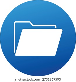 White open folder on a blue gradient circle background