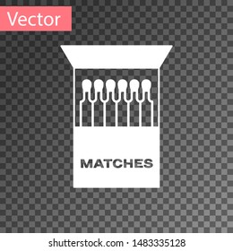 White Open matchbox and matches icon isolated on transparent background.  Vector Illustration