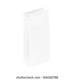 White Open Plastic Or Paper Packaging. Sachet For Bread, Coffee, Cookies Or Gifts. EPS10 Vector