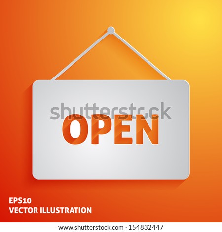 White open sign icon on orange background