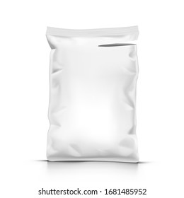 White Open Stand Up Sealed Empty Transparent Plastic Bag Package. EPS10 Vector