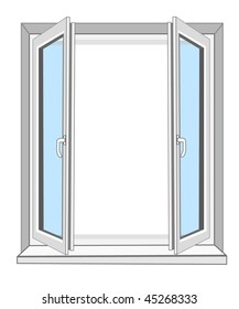 White open window in a room of a house