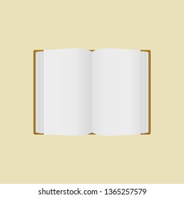 a white opened blank book with yellow background 