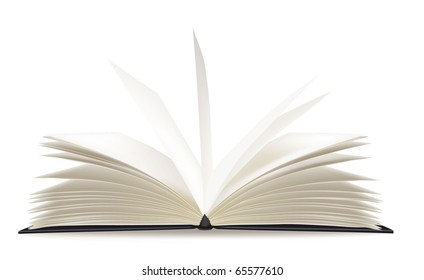 White opened book with blank pages. Vector.