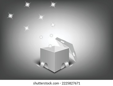 White opened box on gray background.Millennium theme