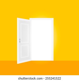 White opened door, vector illustration