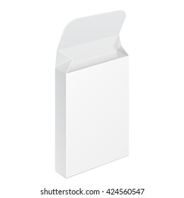 White Opened Product Cardboard Package Box. Illustration Isolated On White Background. Mock Up Template Ready For Your Design. Vector EPS10