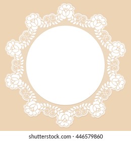 White openwork lace napkin on a beige background