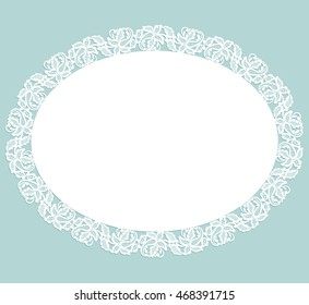 White openwork lace napkin on a green background