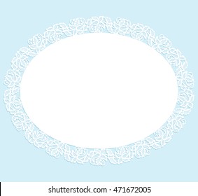White openwork lace napkin on a blue background