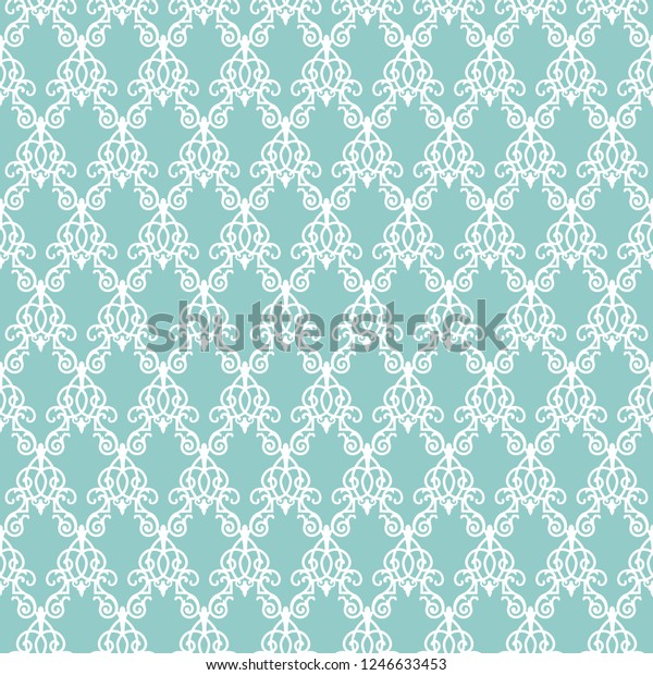 white openwork pattern on a turquoise wallpaper for walls. 