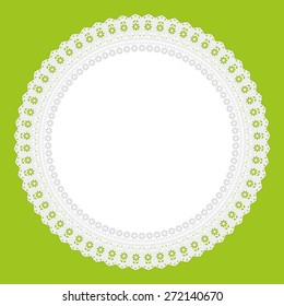 white openwork serviette on green background