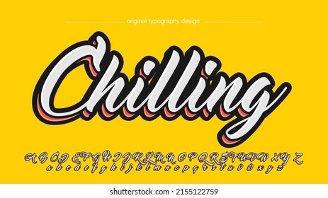 white and orange 3d modern cursive calligraphy font