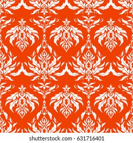 White and orange abstract ornament, vector seamless pattern of abstract decorative elements.