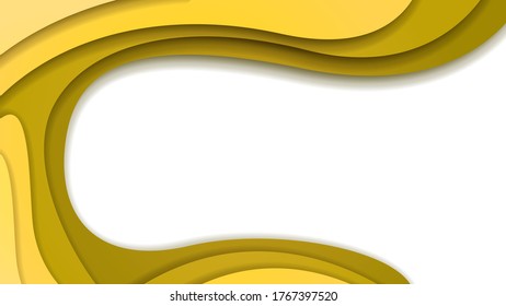 White And Orange Abstract Paper Cut Background Vector Shadows 3D Smooth Objects Modern Design