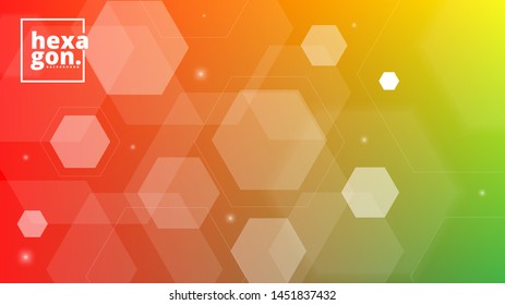 White Orange Background of hexagons. Banner for your design. Geometric style. Mosaic grid. Abstract hexagons background.