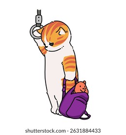 White orange cat in the bus illustration 