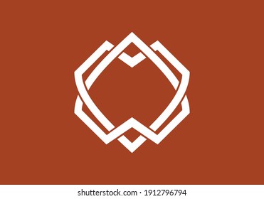 White and orange color of love shape in double lines design