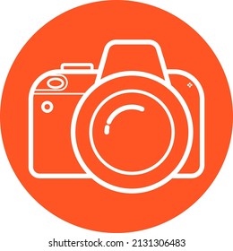 White in orange DSLR camera isolated icon symbol logo
