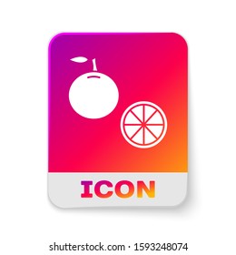 White Orange fruit icon isolated on white background. Rectangle color button. Vector Illustration