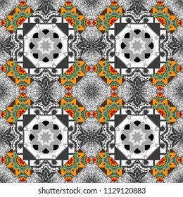 White, orange and gray diagonal tiles. Vector stock illustration in a modern flat style. Creative seamless pattern, modern diagonal abstract background with geometric elements.
