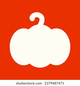 White and Orange Isolated Flat Simple Pumpkin Icon