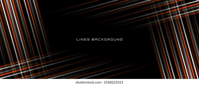 White orange lines techno abstract background overlap layer on dark space with diagonal shape decoration. Modern graphic design element stripes style concept for banner, flyer, card or brochure cover