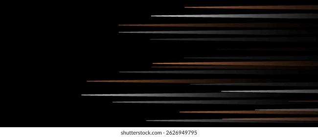 White orange lines techno abstract background on dark space with motion effect decoration. High speed with stripes style. Modern graphic design element concept for web, flyer, card, or brochure cover