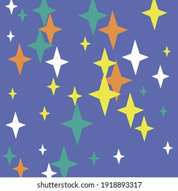 White Orange Magic Sky Yellow Wallpaper. Violet Holiday Chaotic Purple Stars Wallpaper. New Year Print Green Colorful Cozy Night Illustration. Pastel Winter Luxury Christmas Mystery Pattern.