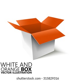 White and orange open box 3D/ vector illustration, design element