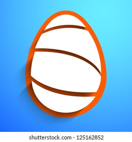 White and Orange Paper Easter Egg on blue background. EPS 10.