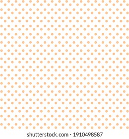 Weiße und orangefarbene Polka Dot nahtloses Muster. Für Tischdecken, Kleidung, Hemden, Kleider, Papier, Bettwäsche, Decken, Bettdecken und andere Textilerzeugnisse. Vektorhintergrund.