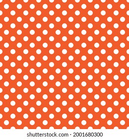 White and orange Polka Dot seamless pattern. Vector background.