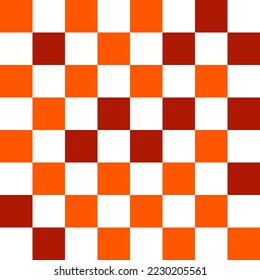 White, orange, and red checkerboard pattern background. Vector illustration.