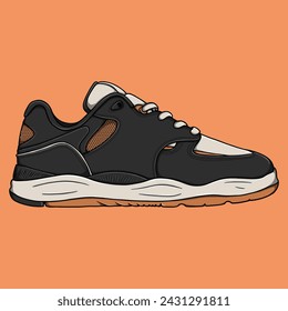 Blanco Naranja Zapatillas Zapatos Ilustración vectorial