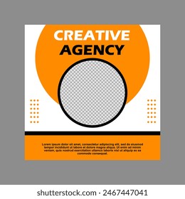 white and orange social media post template design for business, marketing and creative