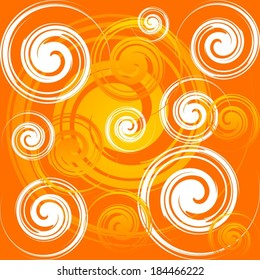 White and orange spiral vector background