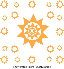 Patrón de sol blanco y naranja