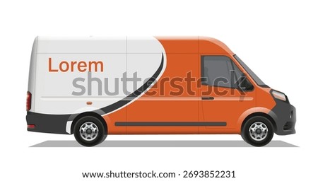 white orange van vans car minibus mini bus cargo fast free delivery pick up icon logo sign mock up brand decals decal side view art mail post box design vector template