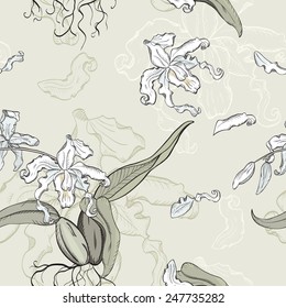 White orchid (Coelogyne cristata) pattern 