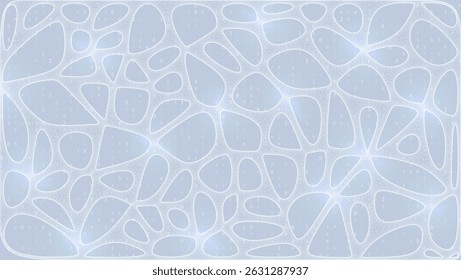 White Organic Cell Pattern With Neural Texture. Abstract Voronoi Network. Ai Bg With Neuron And Synapse Geometry. Cyber Grid And Mesh. Techno Background With Dynamic Lines And Curve. Biology Structure